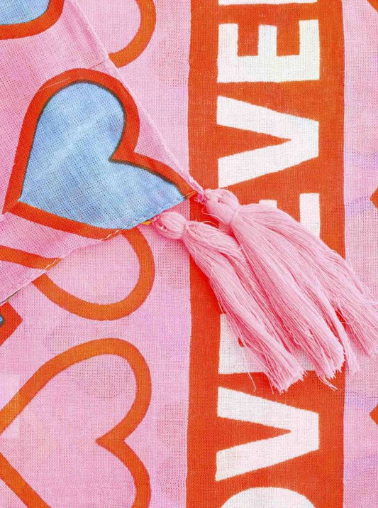 💕 Zwillingsherz Schal "Hearts Love Everyday" 100 % Viskose Multi