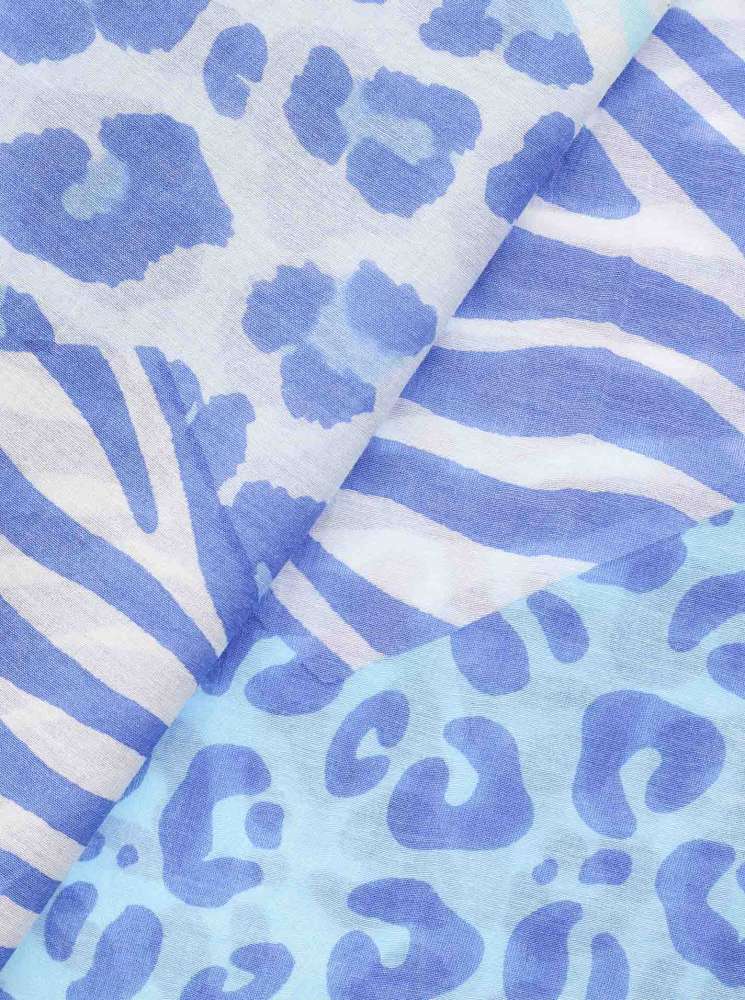 💕 Zwillingsherz Schal Tuch "Leo Zebra Zickzack" Blau