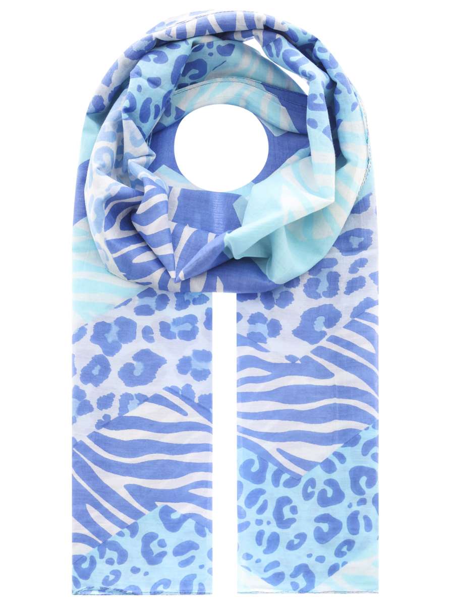 💕 Zwillingsherz Schal Tuch "Leo Zebra Zickzack" Blau