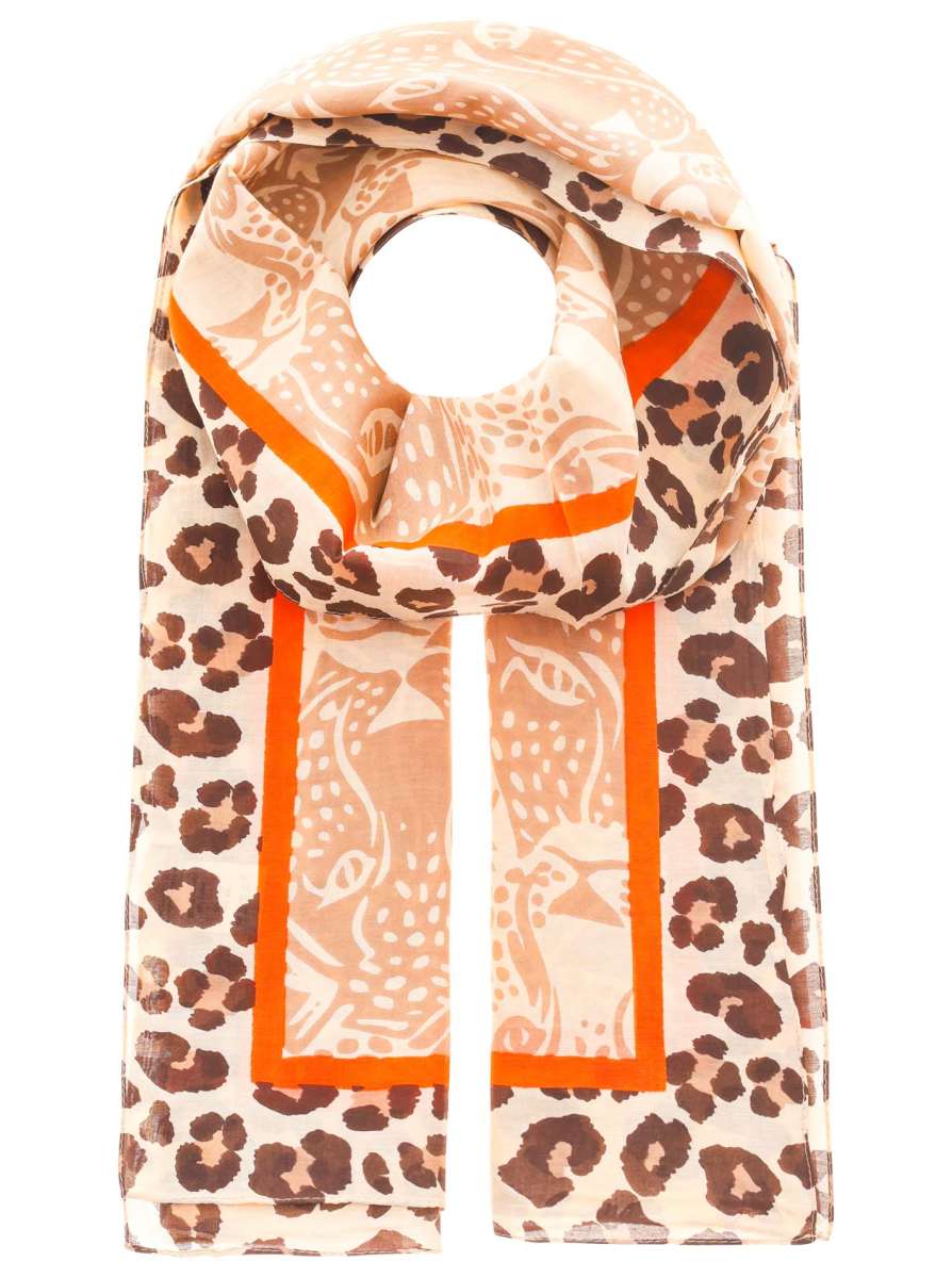 💕 Zwillingsherz Schal Tuch "Leopard Faces" Beige