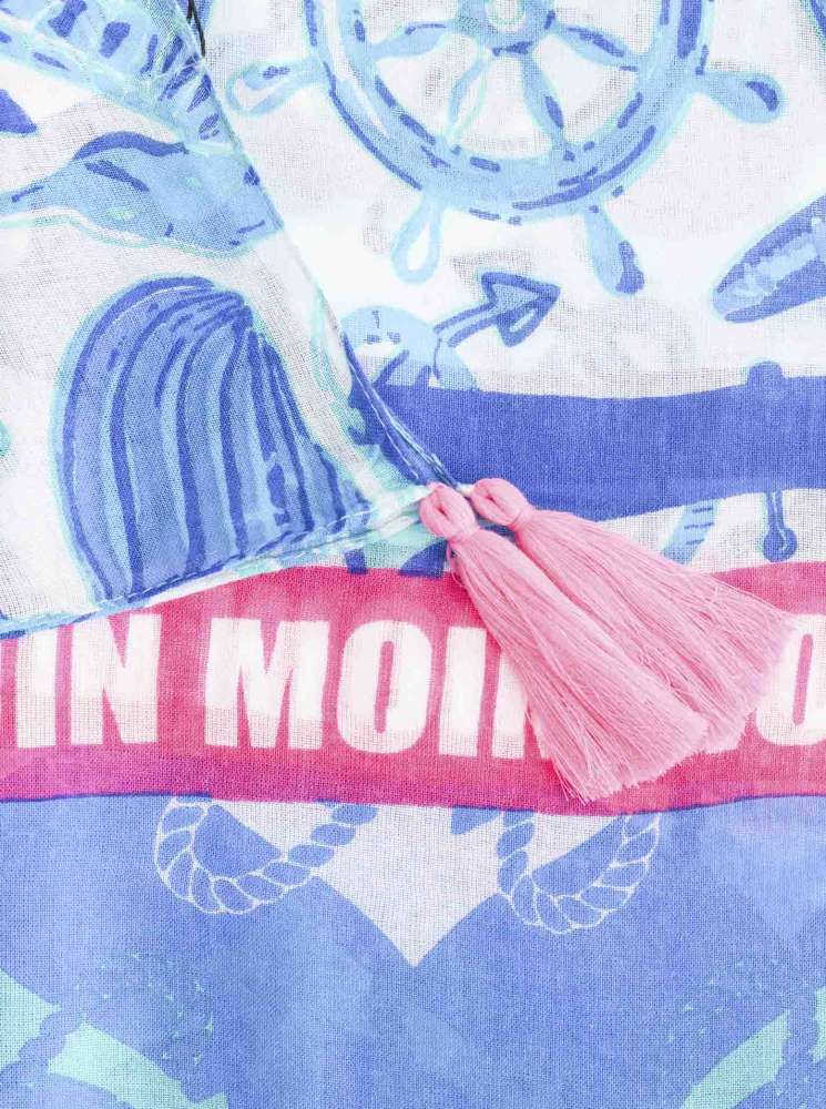 💕 Zwillingsherz Schal "Moin Anker" 100 % Viskose Mittelblau