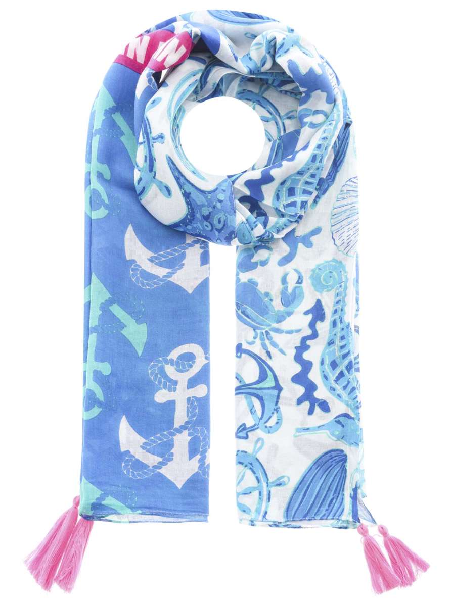 💕 Zwillingsherz Schal "Moin Anker" 100 % Viskose Mittelblau