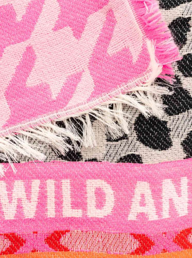💕 Zwillingsherz Schal "Mustermix Wild and free" Baumwolle Wolle Neonpink