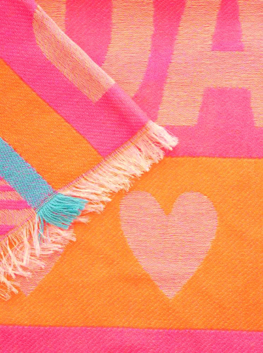 💕 Zwillingsherz Schal "Musterstreifen Be happy" Baumwolle Wolle Mehrfarbig