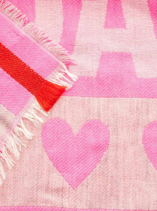 💕 Zwillingsherz Schal "Musterstreifen Be happy" Baumwolle Wolle Rot