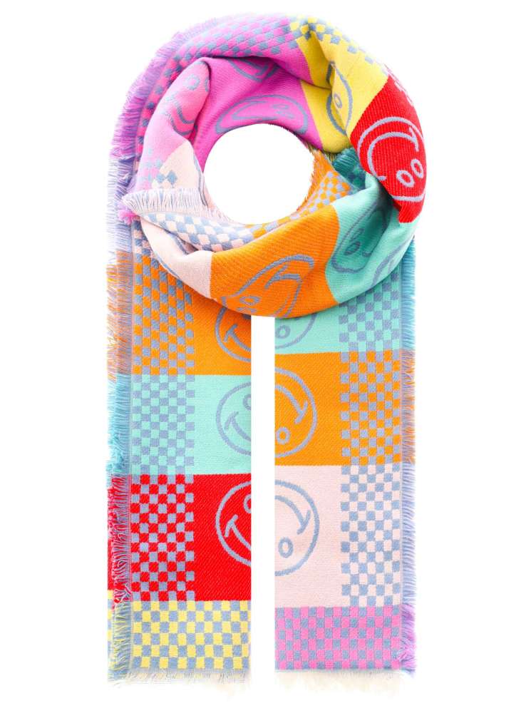 💕 Zwillingsherz Schal "Karo & Smile" Multi Hellblau