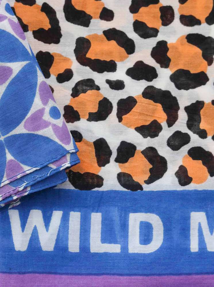 💕 Zwillingsherz Schal Tuch "Wild Mind LeoZH" Beige Blau