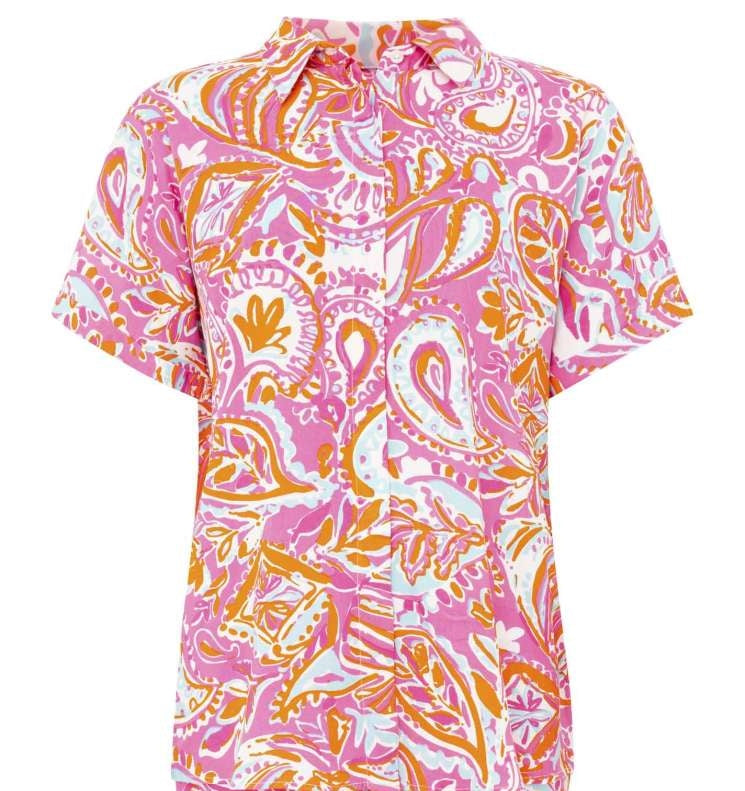 đź’• Zwillingsherz Bluse "Summer Vibes" Kurzarm Viskose Candy