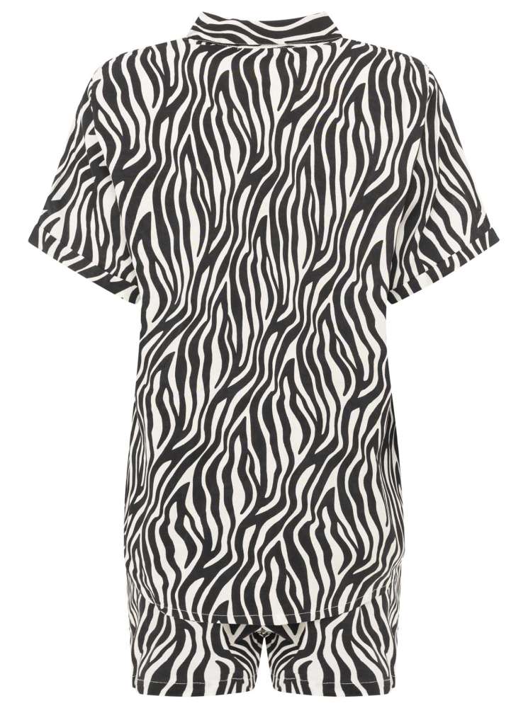 đź’• Zwillingsherz Bluse "Zebra Print" Kurzarm Viskose Schwarz