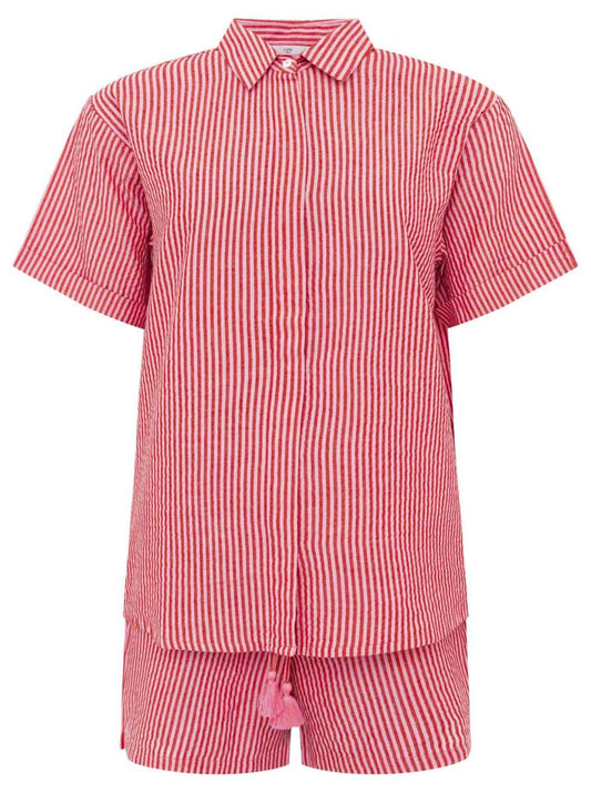 Set Hemd Hose Kurz Gestreift Rot