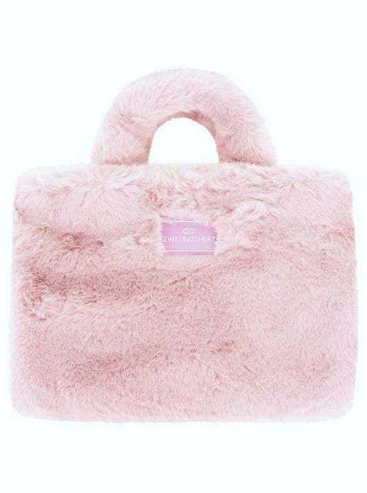 💕 Zwillingsherz Shopper klein "Fake Fur & Patch" Tasche Rosa
