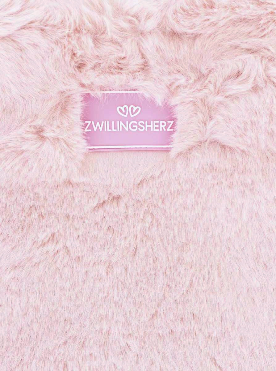💕 Zwillingsherz Shopper klein "Fake Fur & Patch" Tasche Rosa