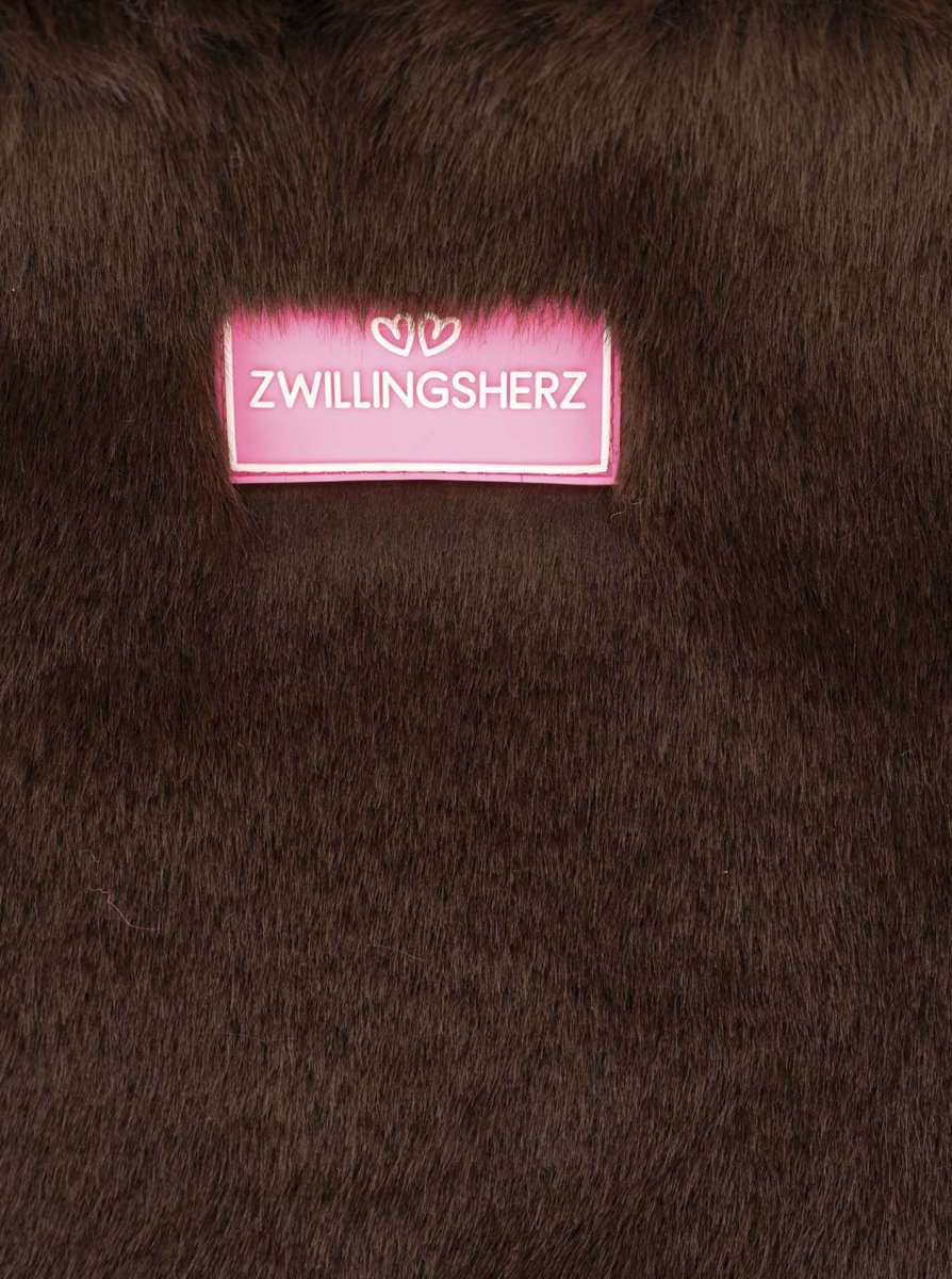 💕 Zwillingsherz Shopper klein "Fake Fur & Patch" Tasche Braun