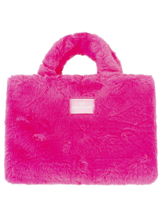 💕 Zwillingsherz Shopper klein "Fake Fur & Patch" Tasche Neonpink