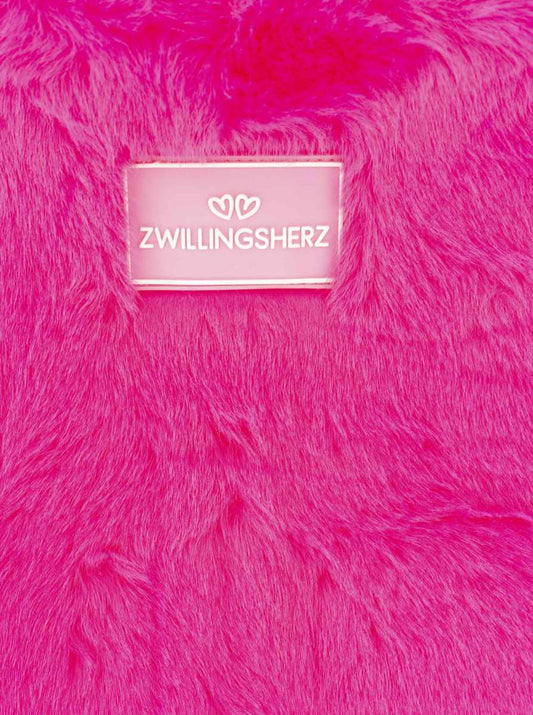 💕 Zwillingsherz Shopper klein "Fake Fur & Patch" Tasche Neonpink