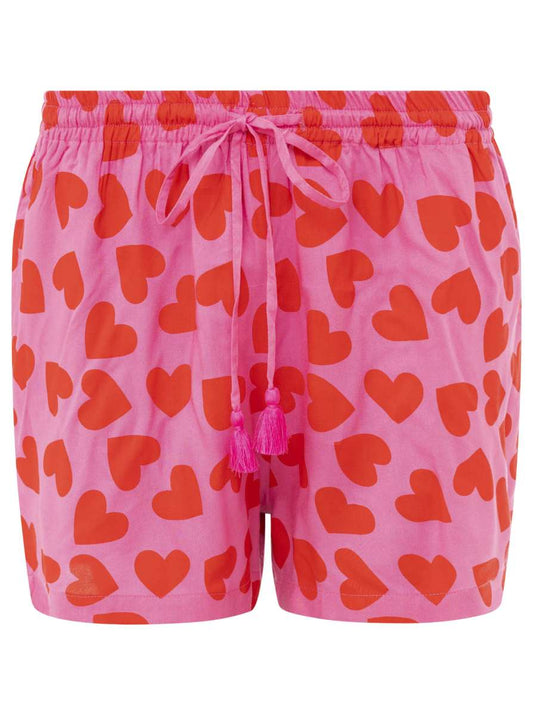 Zwillingsherz Shorts "Hearts Allover" Hose Viskose Pink