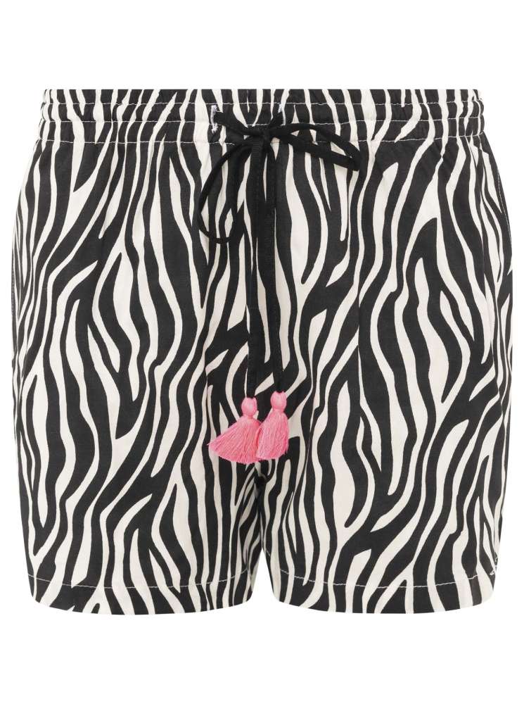 đź’• Zwillingsherz Shorts "Zebra Print" Hose Viskose Schwarz