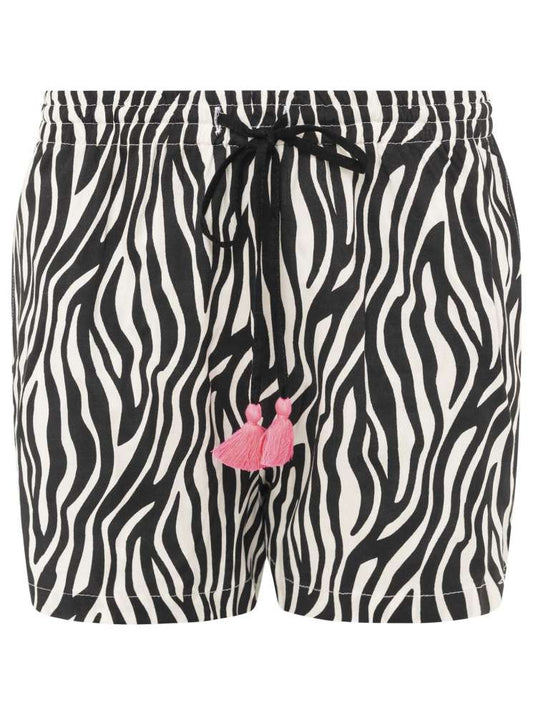 💕 Zwillingsherz Shorts "Zebra Print" Hose Viskose Schwarz