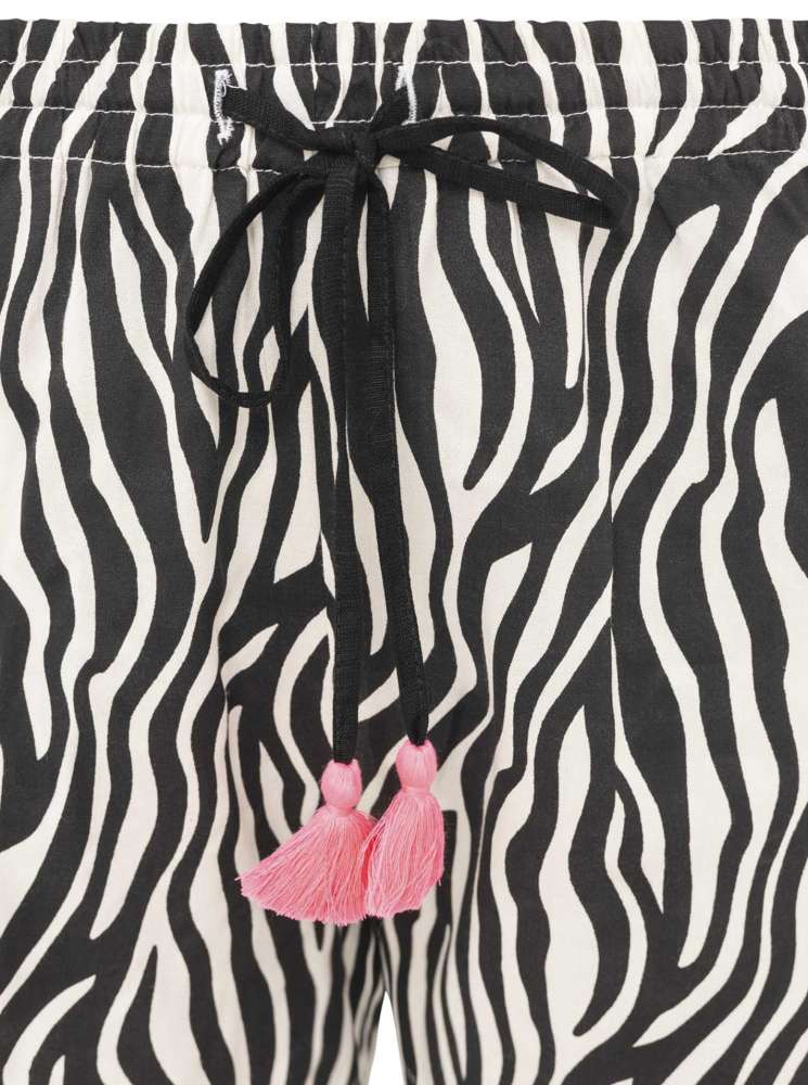đź’• Zwillingsherz Shorts "Zebra Print" Hose Viskose Schwarz
