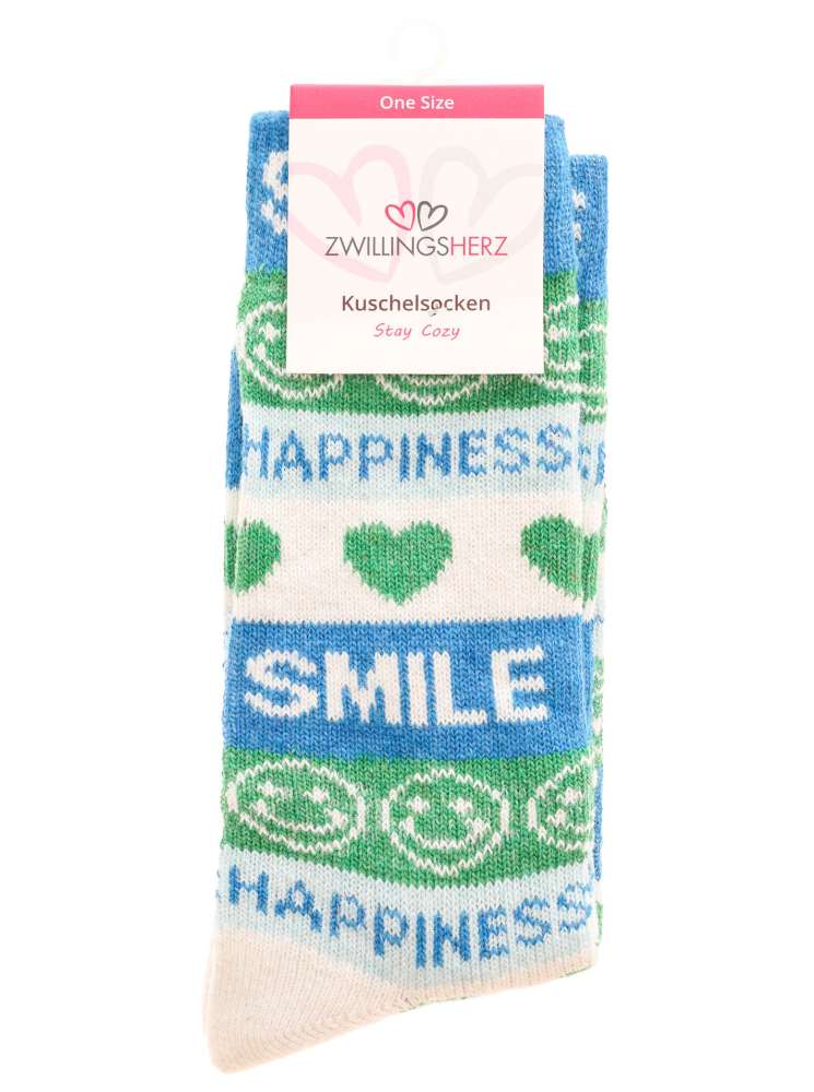 💕 Zwillingsherz Socken "Smile" Blau