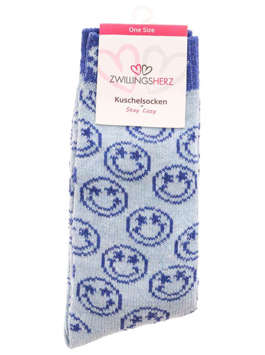 💕 Zwillingsherz Socken "Multi Smile" Kuschelsocken Blau
