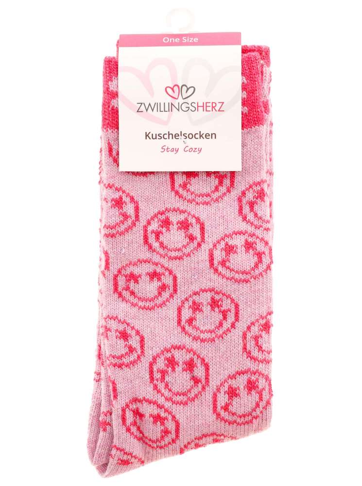 💕 Zwillingsherz Socken "Multi Smile" Kuschelsocken Pink