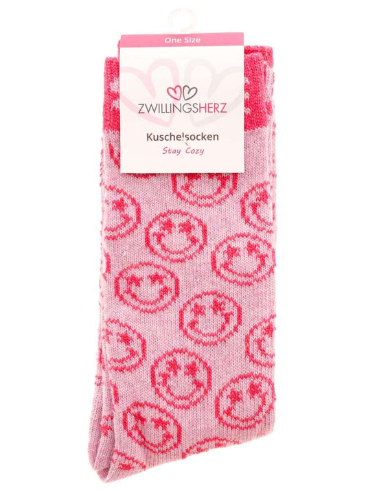 💕 Zwillingsherz Socken "Multi Smile" Kuschelsocken Pink