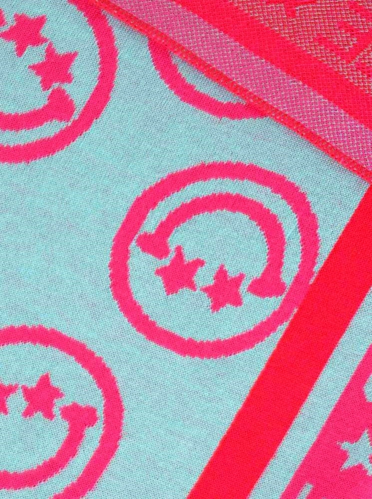 💕 Zwillingsherz Dreieckstuch "Stern Augen" Baumwolle Türkis Pink