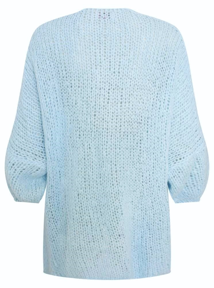 đź’• Zwillingsherz XXL Strickjacke "Skopje" Wolle Hellblau