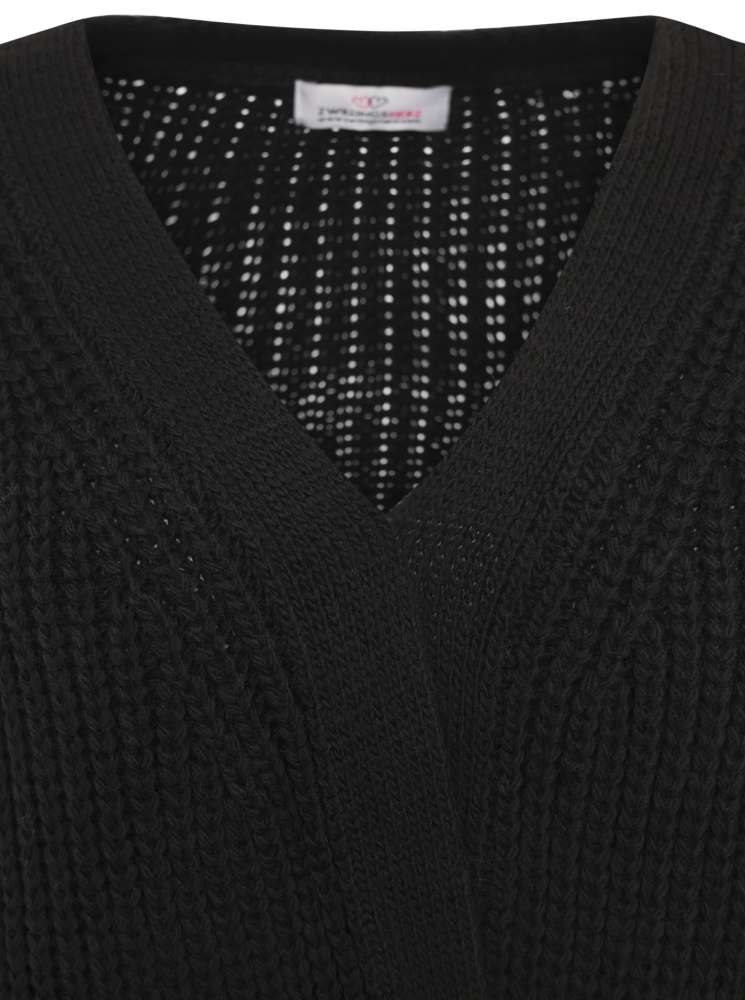 💕 Zwillingsherz Maxi Grobstrickjacke "Uni" Schwarz