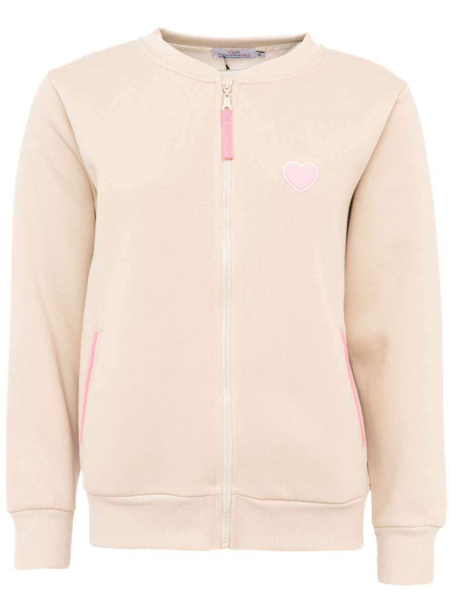 đź’• Zwillingsherz Sweatbomberjacke "Love Happiness" Beige