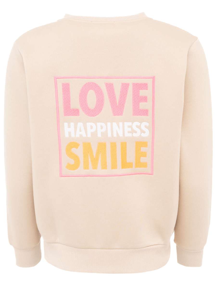 đź’• Zwillingsherz Sweatbomberjacke "Love Happiness" Beige
