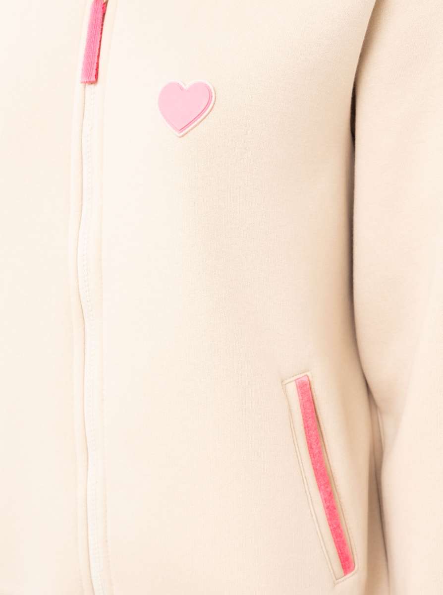 đź’• Zwillingsherz Sweatbomberjacke "Love Happiness" Beige