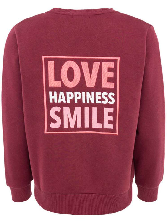 💕 Zwillingsherz Sweatbomberjacke "Love Happiness" Bordeaux