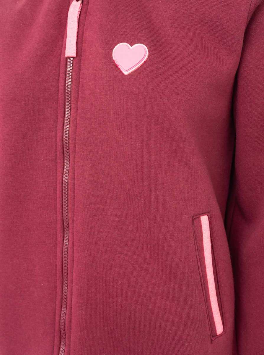 đź’• Zwillingsherz Sweatbomberjacke "Love Happiness" Bordaux