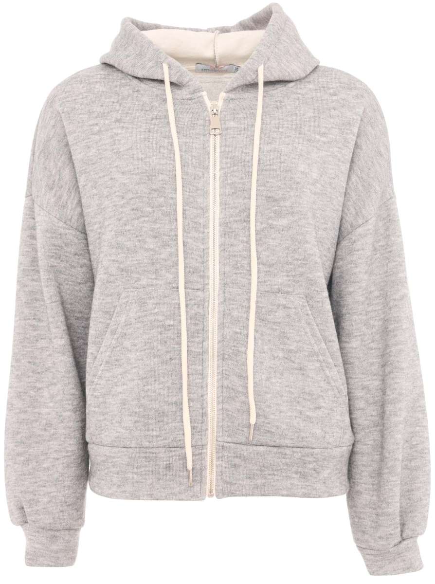 💕 Zwillingsherz Zip Sweatjacke Double Face "Uni & Tasche" Sweater Hellgrau