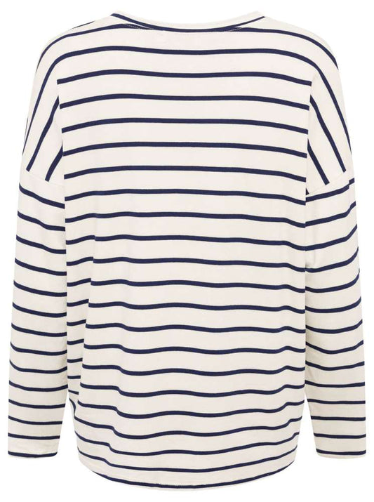 💕 Zwillingsherz Sweatshirt "Kleine Streifen" Sweater V-Neck Navy