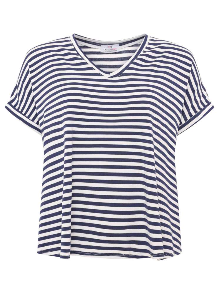 💕 Zwillingsherz Shirt "Maritime Streifen" Viskose Navy