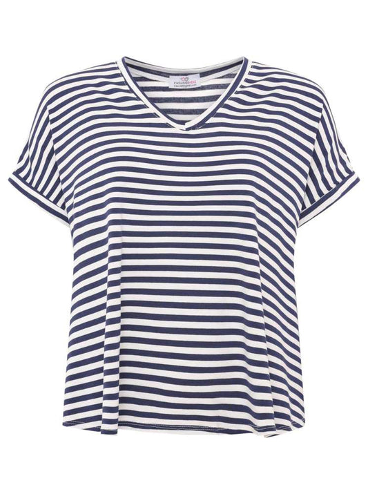 💕 Zwillingsherz Shirt "Maritime Streifen" Viskose Navy
