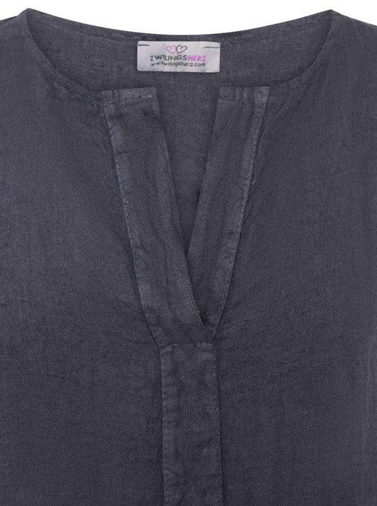 💕 Zwillingsherz 100 % Leinen Top "Classic" Navy
