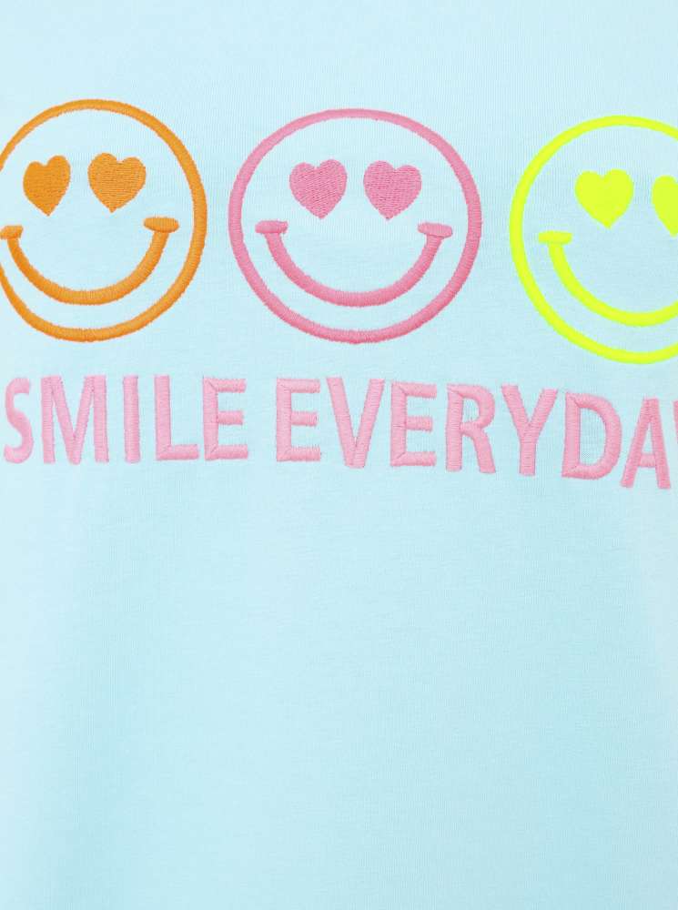 đź’• Zwillingsherz Shirt "Smile Everyday" Baumwolle Jersey TĂĽrkis