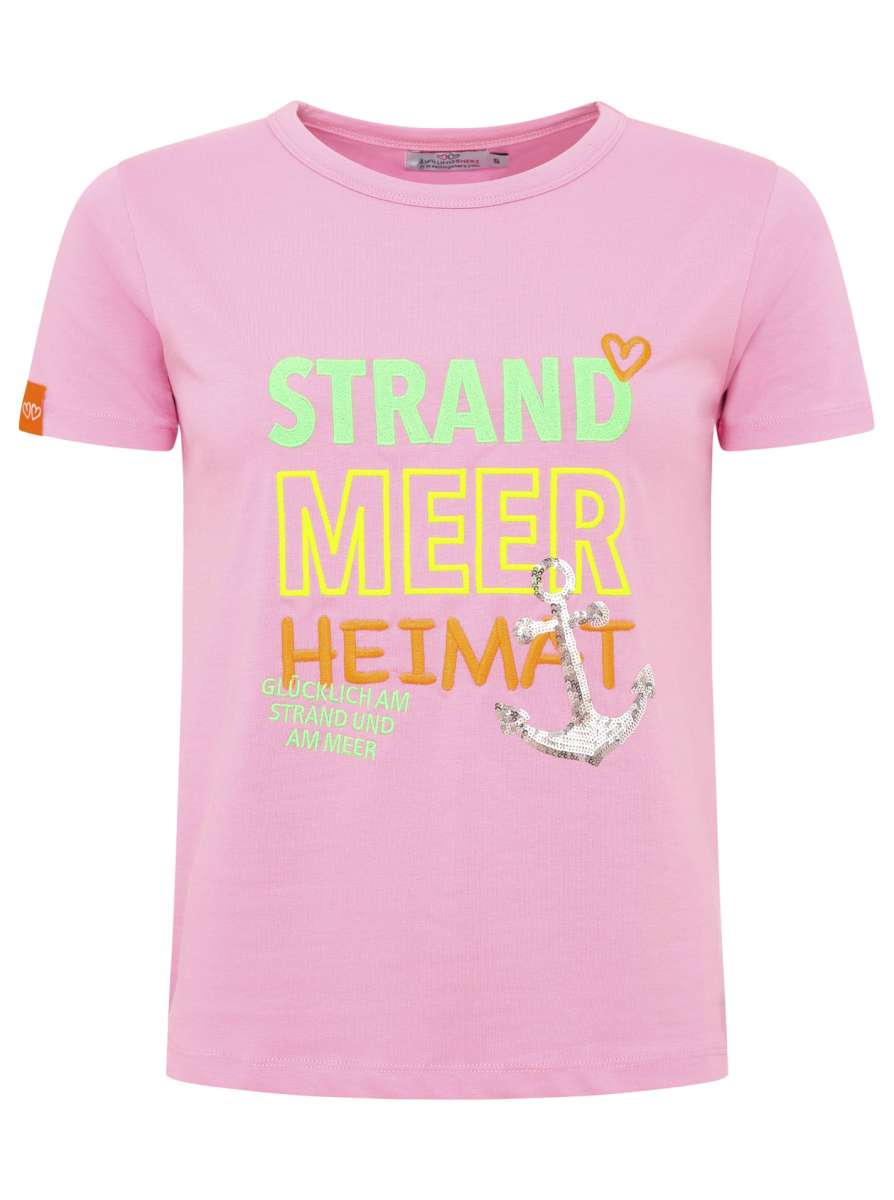 đź’• Zwillingsherz Shirt "Strand Meer Heimat" Baumwolle Jersey Pink