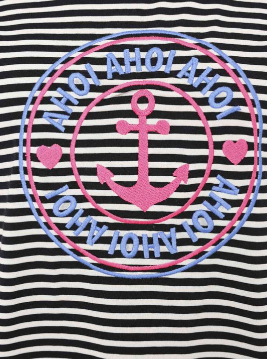 💕 Zwillingsherz Shirt "Streifen & Ahoi" Baumwolle Jersey Marine