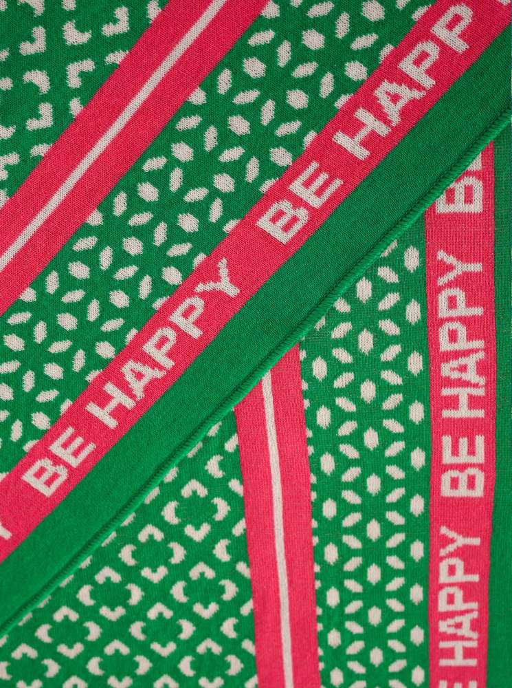 💕 Zwillingsherz Dreieckstuch "Be happy" Baumwolle nachhaltig Grün Pink