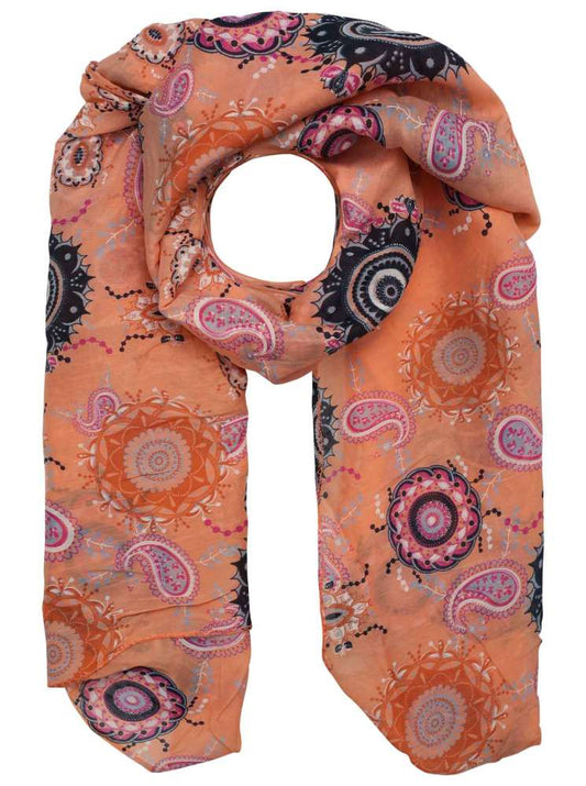 Schal Tuch "Mandalay" Baumwolle Seide Orange