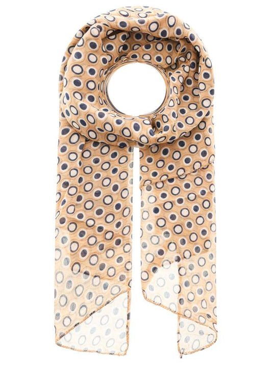 Schal Tuch "Punkte & Kreise" Baumwolle Seide Beige