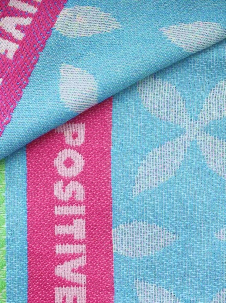 💕 Zwillingsherz Dreieckstuch Viereck "Neon Kante Positive Vibes Blüte" Hellblau