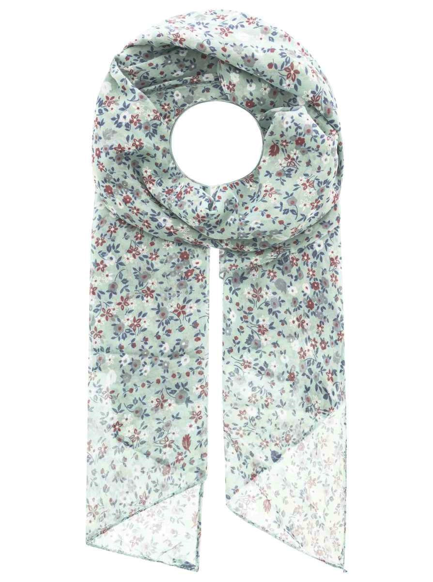 Schal Tuch "Kleine Blümchen" Baumwolle Seide Mint