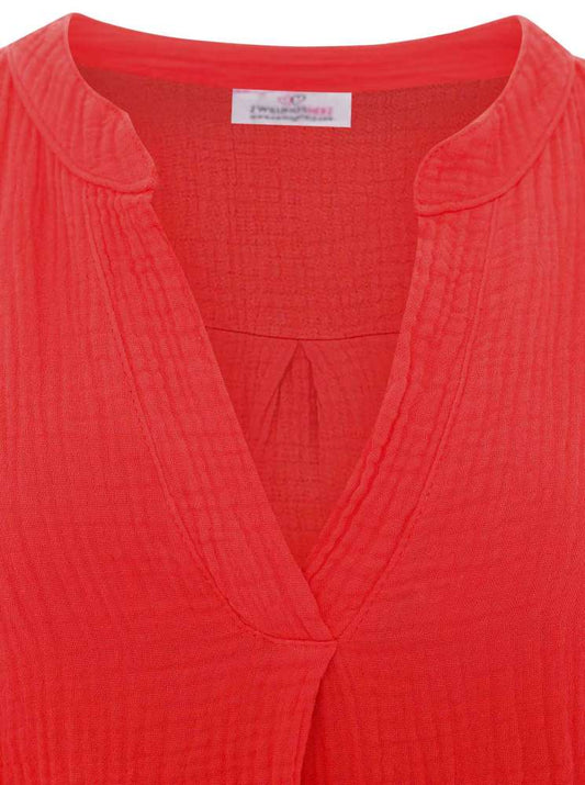 💕 Zwillingsherz Tunika Bluse Musselin "Rom" Rot