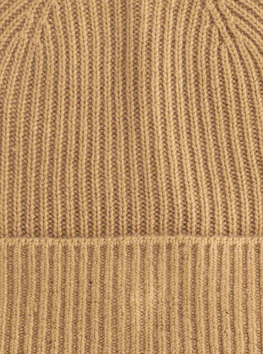 💕 Zwillingsherz Mütze "Ribbon Pattern" 100 % Kaschmir Umschlag Camel